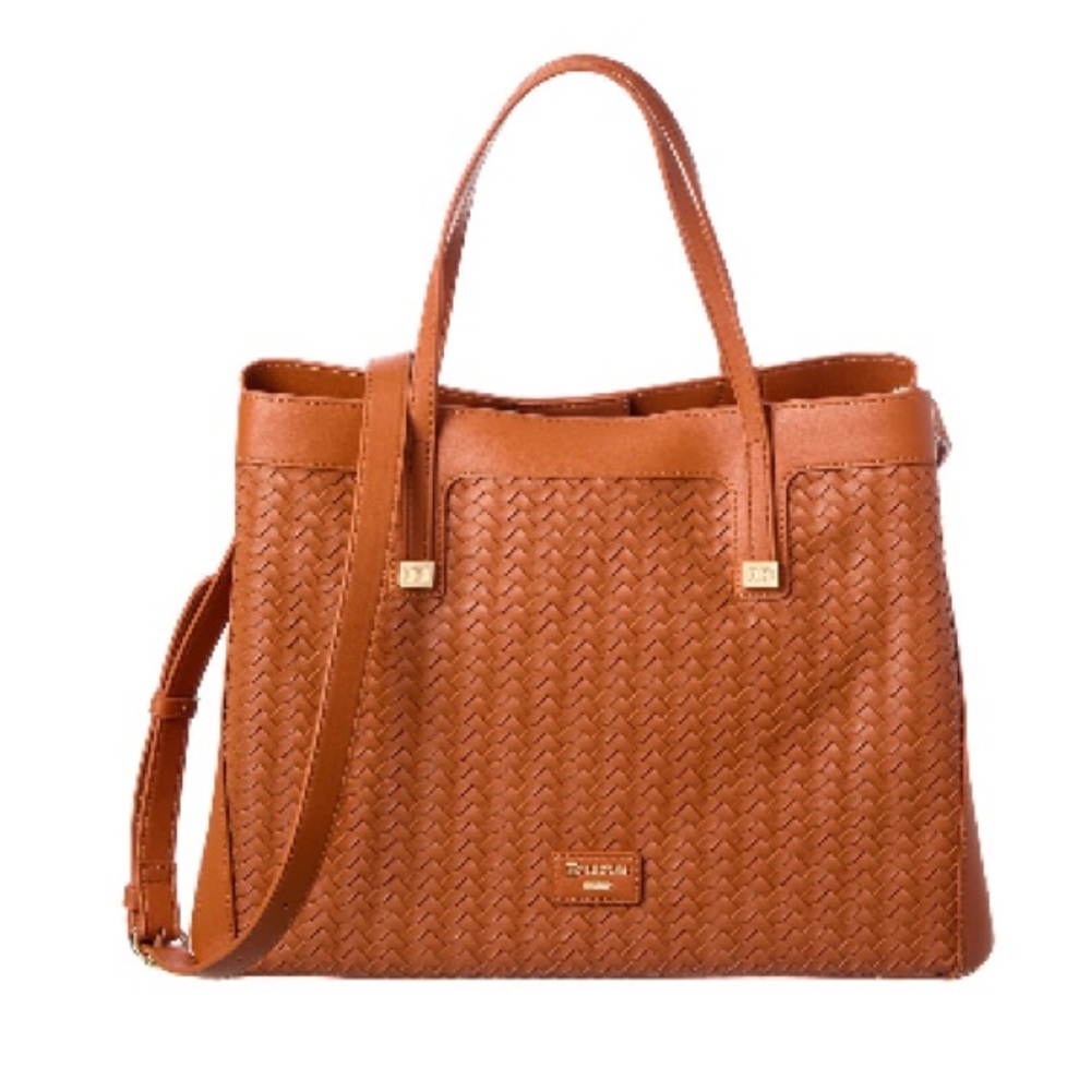 Dune London Woven Tote in Cognac Brown